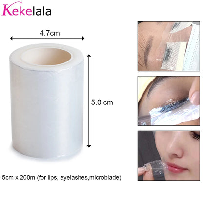 200m/Roll Clear Makeup Film Lip Eyebrow Tattoo Wrap Cover Eyelash Extension Glue Remover Lash Perm Lifting Film Microblade Tool