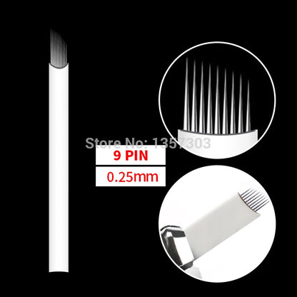 50pcs White 0.20MM/0.25mm Microblading Needles for Tattoo Lamina Tebori 7 9 11 12 14 Flex Blades U Shape Permanent Makeup Blades