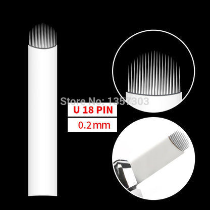 50pcs White 0.20MM/0.25mm Microblading Needles for Tattoo Lamina Tebori 7 9 11 12 14 Flex Blades U Shape Permanent Makeup Blades