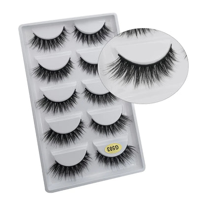 5 Pairs Multipack 3D Mink Lashes False Eyelashes Handmade Wispy Fluffy Long Lashes Natural Eye Makeup Tools Eye Lashes G806