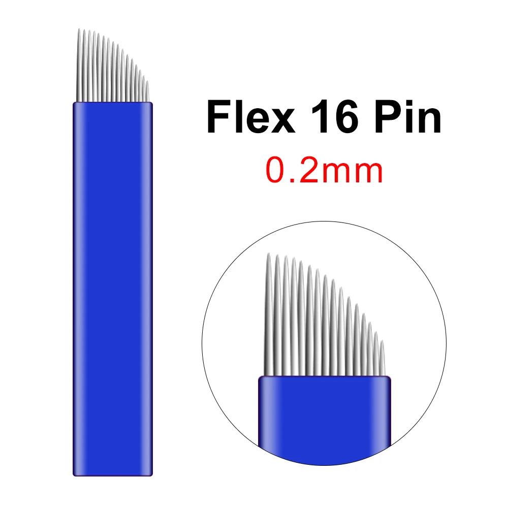 100pcs NANO Blue 0.2mm U SHape 12U 14U 16U 18U Microblading Needles for Permanent Makeup Supplies Manual Eyebrow Blades