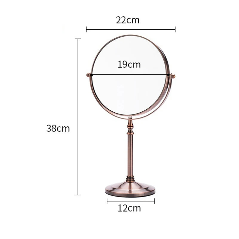 Bronze 8 inch Desktop Makeup Mirror 2-Face Metal 3X Magnifying Cosmetic Mirror make up lady's private mirrors