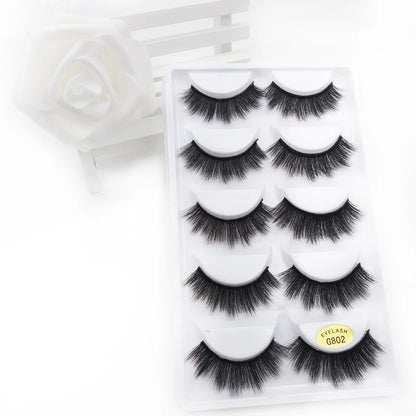 5 Pairs Multipack 3D Mink Lashes False Eyelashes Handmade Wispy Fluffy Long Lashes Natural Eye Makeup Tools Eye Lashes G806