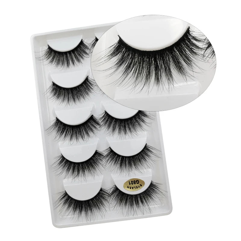5 Pairs Multipack 3D Mink Lashes False Eyelashes Handmade Wispy Fluffy Long Lashes Natural Eye Makeup Tools Eye Lashes G806