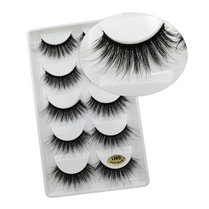 5 Pairs Multipack 3D Mink Lashes False Eyelashes Handmade Wispy Fluffy Long Lashes Natural Eye Makeup Tools Eye Lashes G806