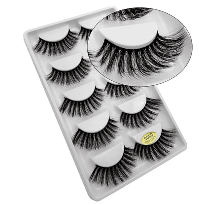 5 Pairs Multipack 3D Mink Lashes False Eyelashes Handmade Wispy Fluffy Long Lashes Natural Eye Makeup Tools Eye Lashes G806