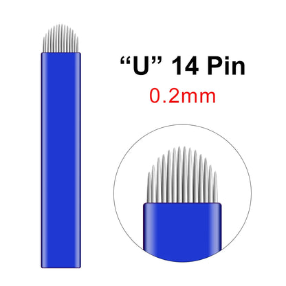 100pcs NANO Blue 0.2mm U SHape 12U 14U 16U 18U Microblading Needles for Permanent Makeup Supplies Manual Eyebrow Blades