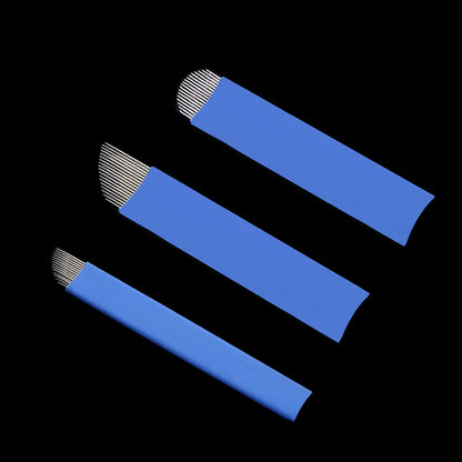 100pcs NANO Blue 0.2mm U SHape 12U 14U 16U 18U Microblading Needles for Permanent Makeup Supplies Manual Eyebrow Blades