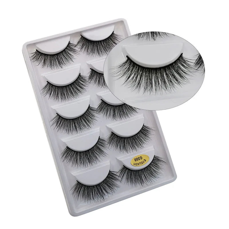 5 Pairs Multipack 3D Mink Lashes False Eyelashes Handmade Wispy Fluffy Long Lashes Natural Eye Makeup Tools Eye Lashes G806