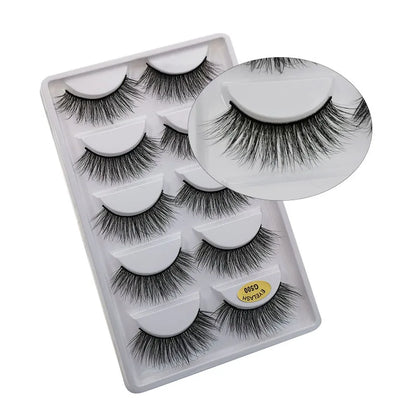 5 Pairs Multipack 3D Mink Lashes False Eyelashes Handmade Wispy Fluffy Long Lashes Natural Eye Makeup Tools Eye Lashes G806