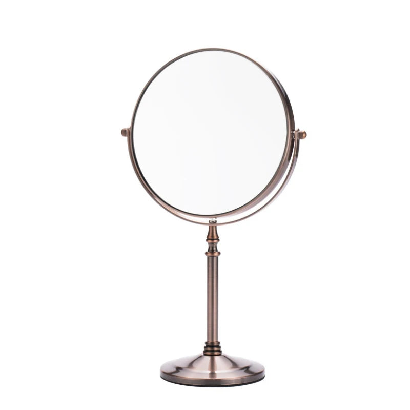 Bronze 8 inch Desktop Makeup Mirror 2-Face Metal 3X Magnifying Cosmetic Mirror make up lady's private mirrors