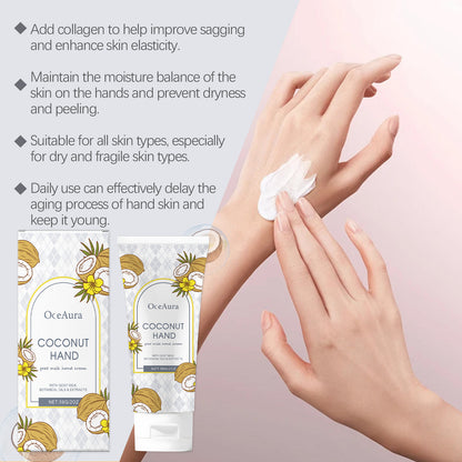 Coconut Hydrating Hand Cream Nourishing Rejuvenating Moisturizing Brightening Smoothing Soothing Anti Cracked Repair Hand Cream