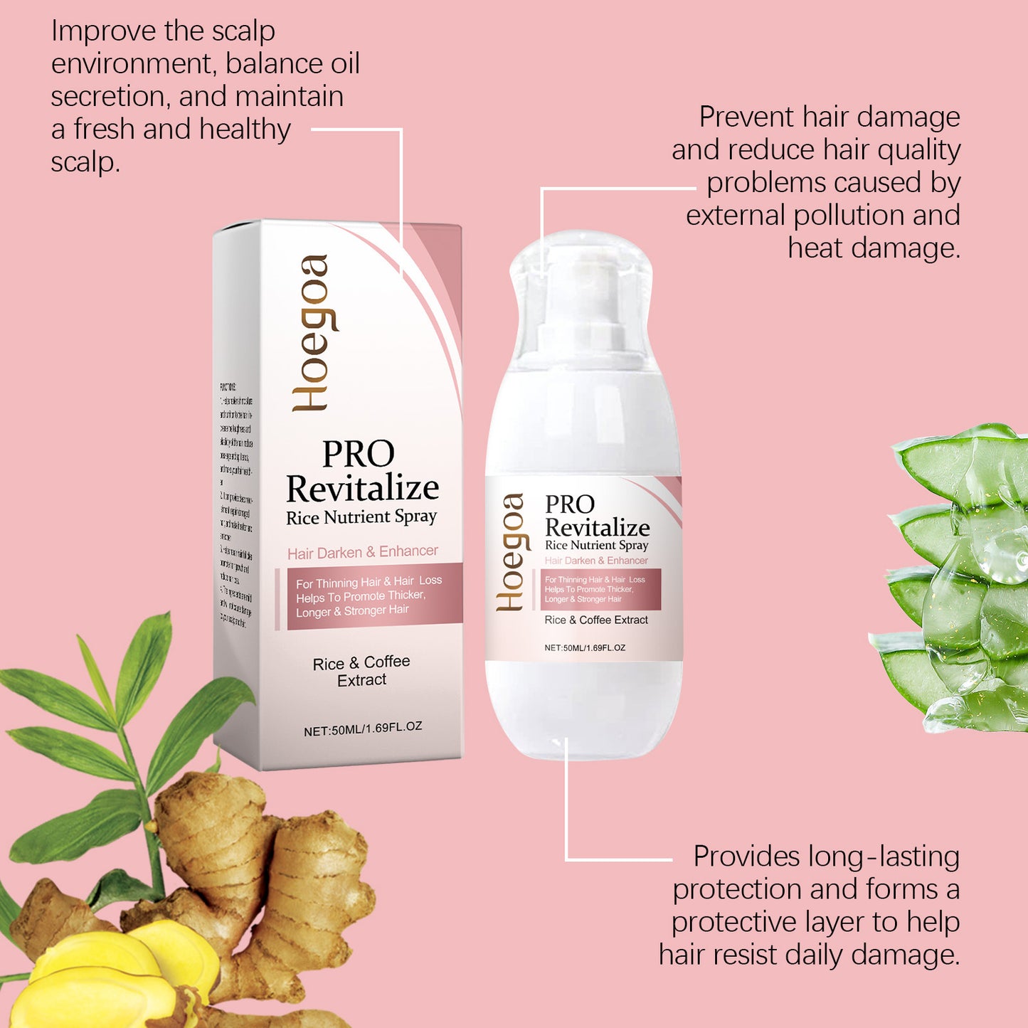 Fermented Rice Water for Hair Growth Hair Regrowth Essential Oil Scalp Treatment Hair Fall Control Serum Plant Dense Hair Spray