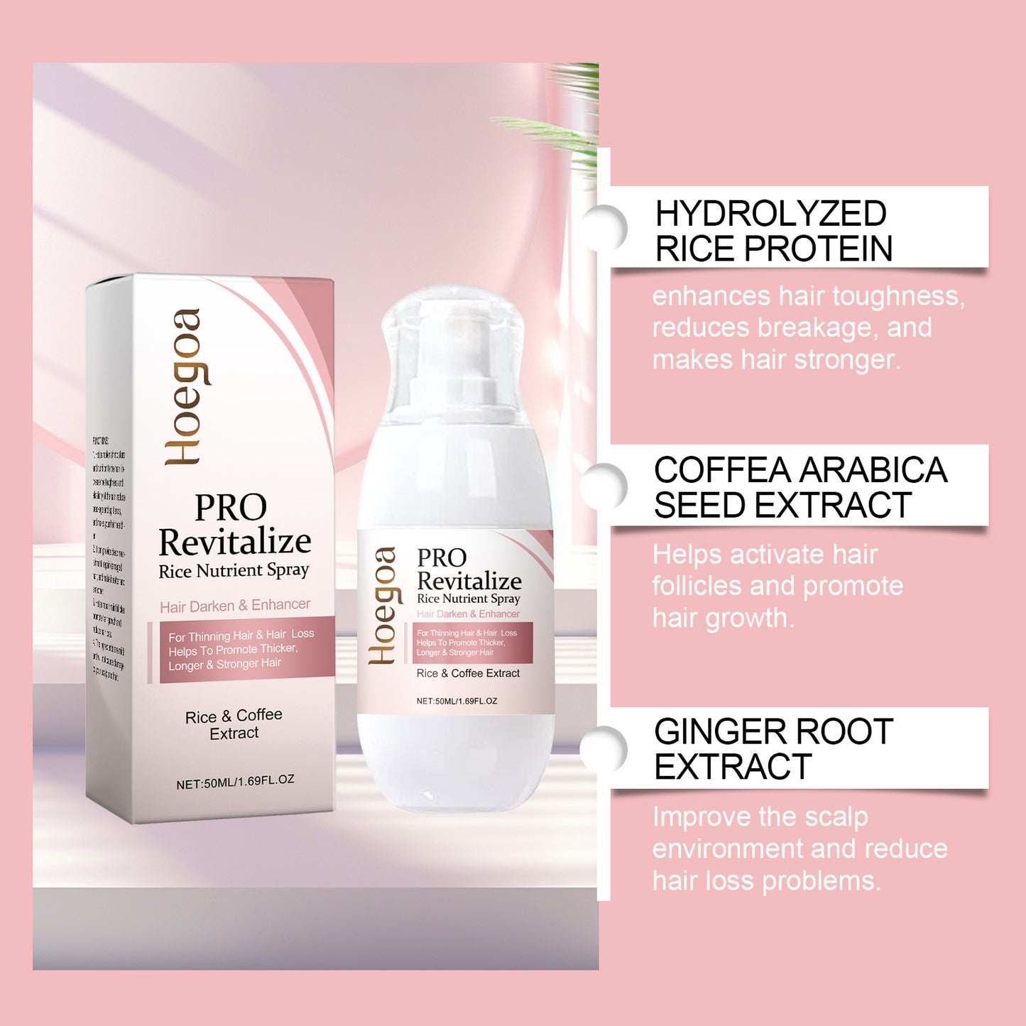 Fermented Rice Water for Hair Growth Hair Regrowth Essential Oil Scalp Treatment Hair Fall Control Serum Plant Dense Hair Spray