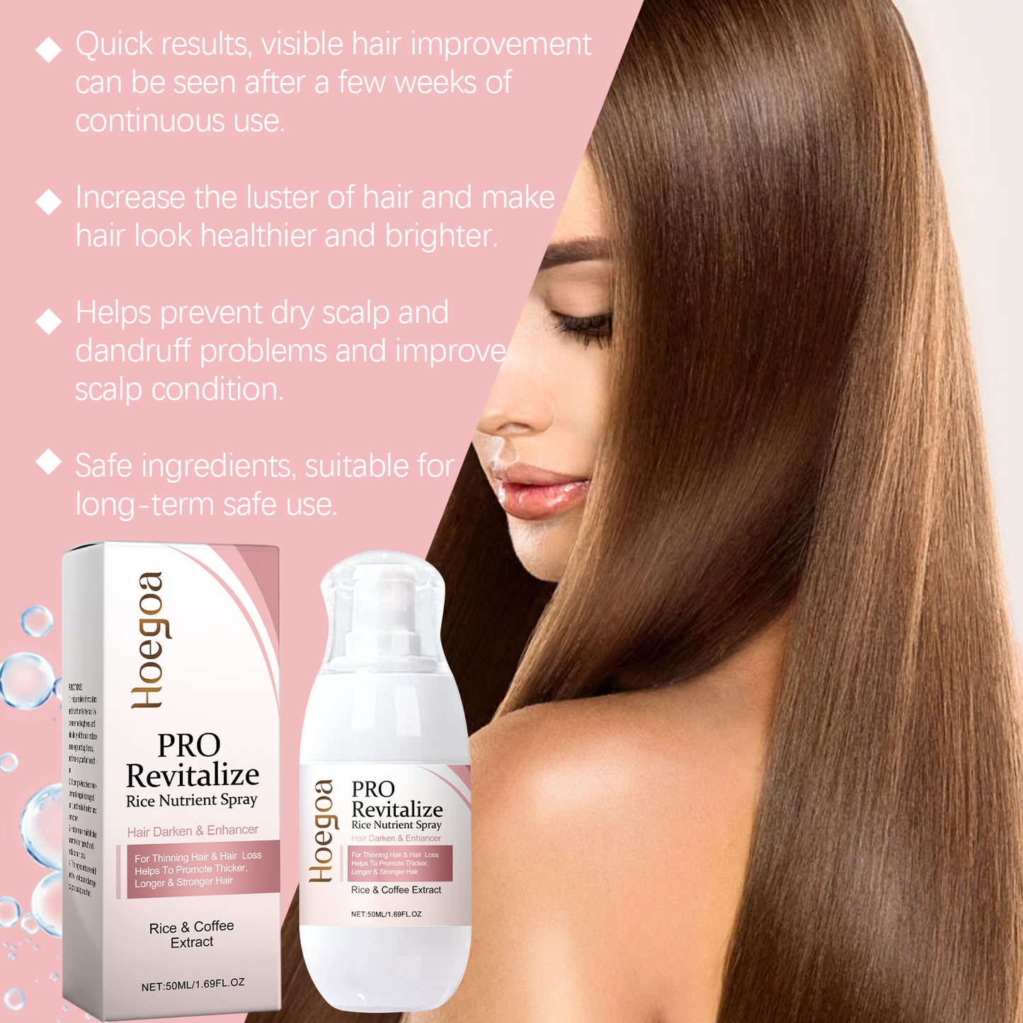 Fermented Rice Water for Hair Growth Hair Regrowth Essential Oil Scalp Treatment Hair Fall Control Serum Plant Dense Hair Spray