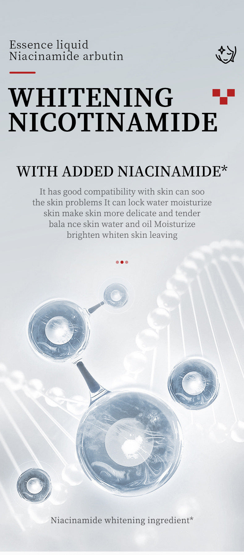 Niacinamide Whiten Serum Arbutin Facial Serum Glass Clarifying Dull Skin Moisturizing Multi-Effect Brightening Korean Skin Care