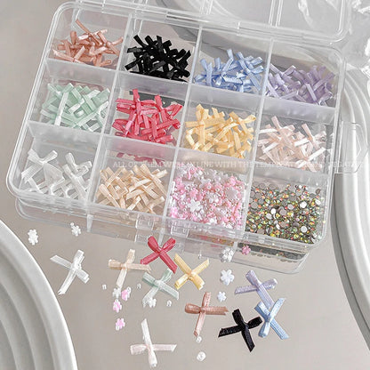 Gun Black Square Rivet Metal Round Ball Cone Alloy Fork Spoon Punk Stars Bowknot Pearl Nail Art Accessories Decorations Manicure