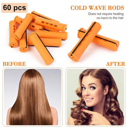 Perm Rods and 60 Pieces Hair Rollers with Hair Cold Wave Rods Hair Curler for Women Long Short Hair（8 Sizes）