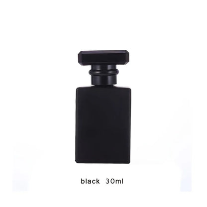 1PC Elegant Portable Glass Perfume Atomizer 1.01oz Square Flat Spray Bottle with Black Cap BPA Free Travel Friendly