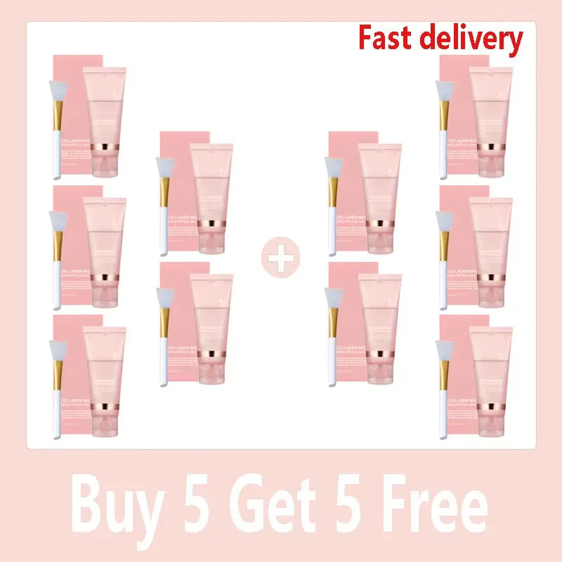 Collagen Facial Mask And Brush Set Rejuvenates Moisturizes Brightens Skin For Glowing Elasticity Korean Face Care Treatment