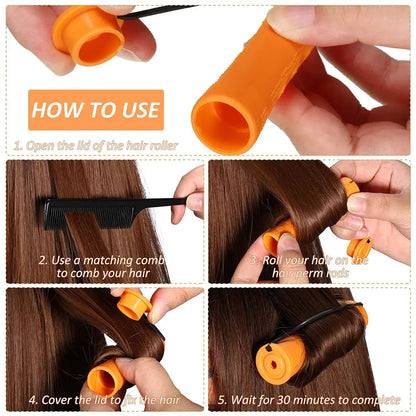 Perm Rods and 60 Pieces Hair Rollers with Hair Cold Wave Rods Hair Curler for Women Long Short Hair（8 Sizes）