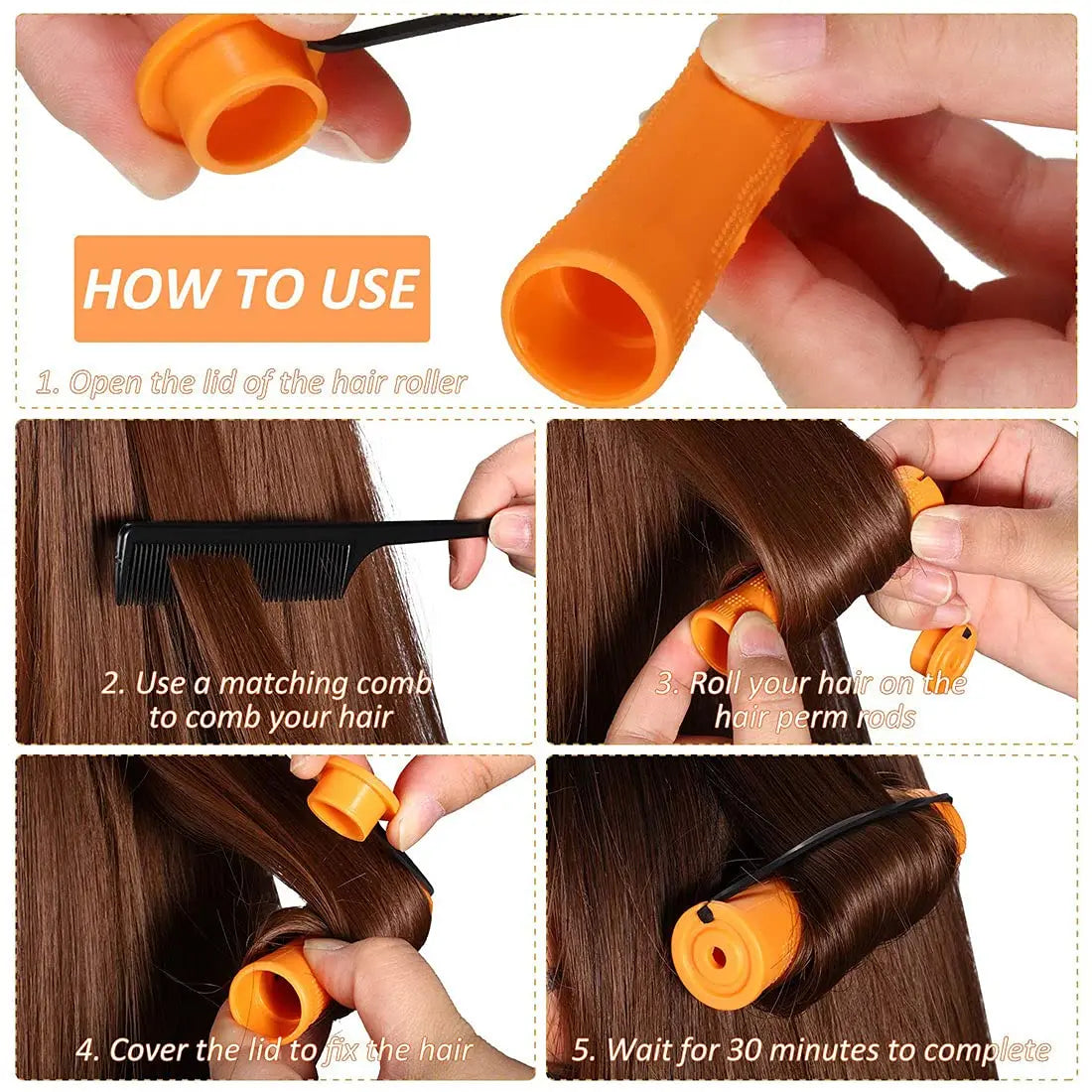 Perm Rods and 60 Pieces Hair Rollers with Hair Cold Wave Rods Hair Curler for Women Long Short Hair（8 Sizes）
