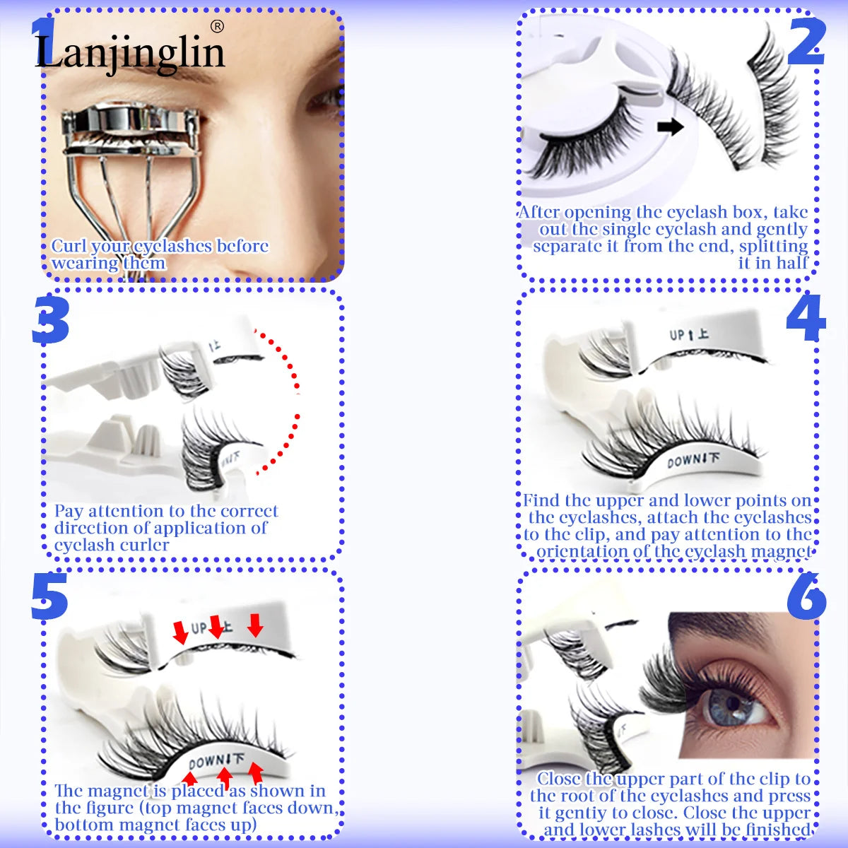 Hot Sale Magnetic Eyelashes 3D Natural False Eyelashes Handmade Faux Mink Lashes No Glue Needed Eyelashes with Magnetic Tweezers