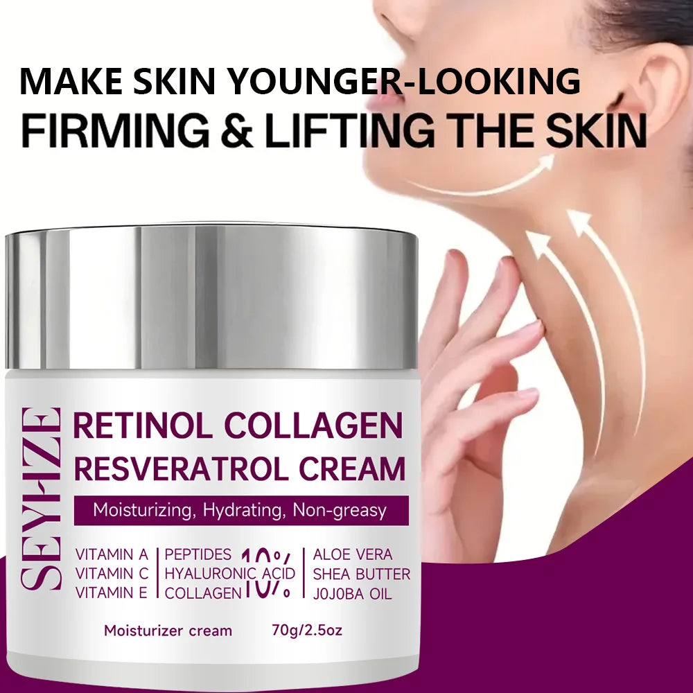 SEYHZE Retinol & Collagen Moisturizing Cream with Resveratrol HA & Niacinamide 40g/70g Day Night Anti-Aging Skin Care for Men Wo