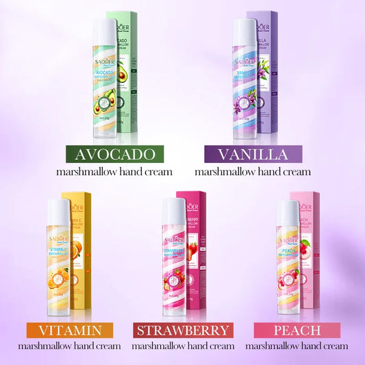 Fruit Marshmallow Hand Cream 60g – Tri-Color Nourishing Formula with Sweet Scent, Deeply Moisturizing Care for Dry Winter Hands