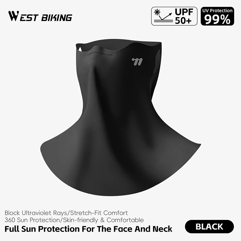 WEST BIKING Mask Breathable Sunscreen Face Veil Ice Silk Face Mask Sun Protection Neckline Face Cover Summer Cycling Hiking