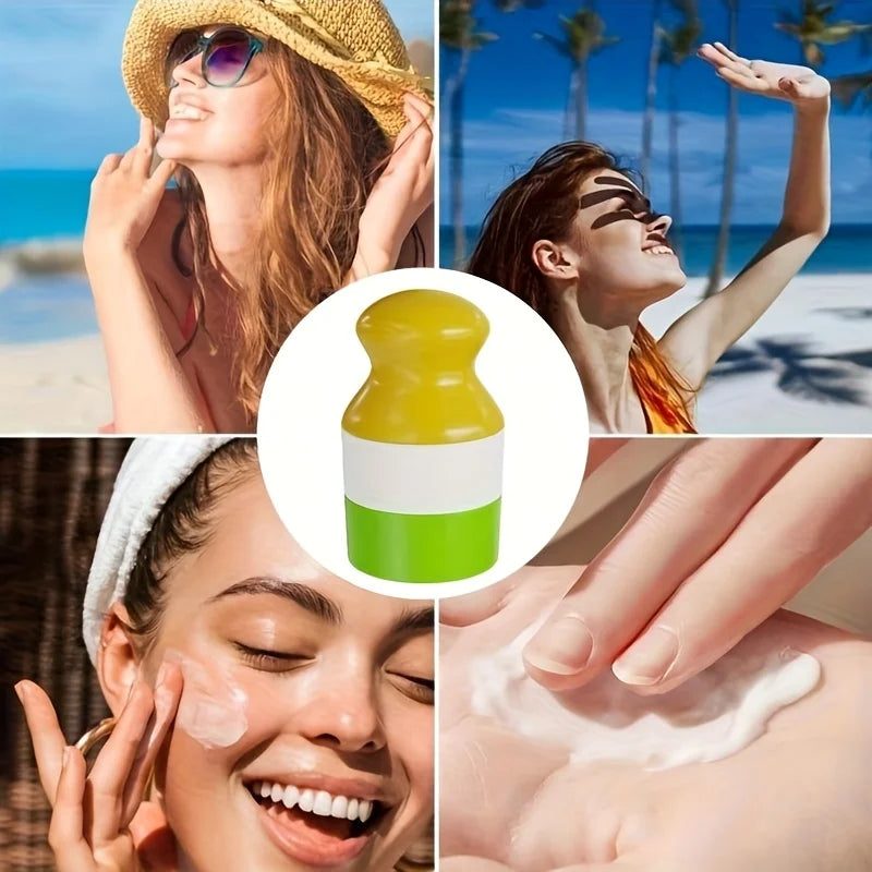 Refillable Sunscreen Dispenser & Roller Applicator - Twistup Container Leak-Proof Dual Compartment Design for Travel Daily Use