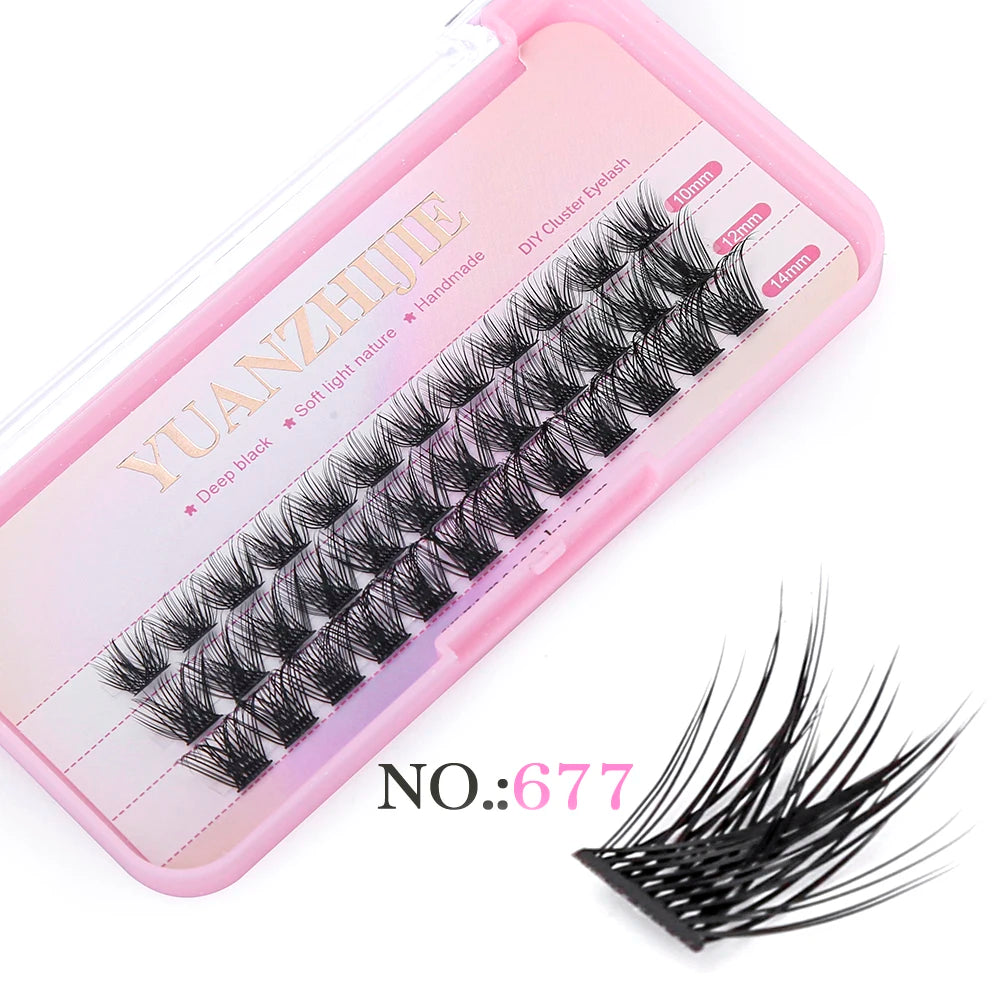 YUANZHIJIE 0.07 C/D DIY single lash Extension Clusters False Eyelash Precut Segmented Bundles Soft Natural Manga Make-up