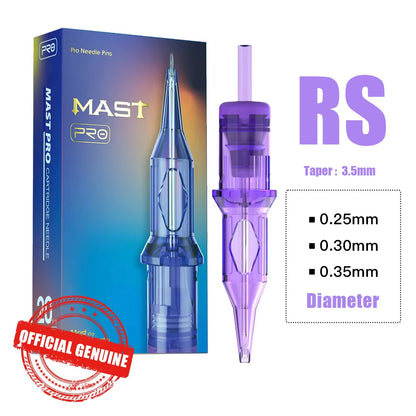 Mast Pro Tattoo Needles Cartridge 20pcs Disposable RS 0.25/0.3/0.35mm for Shading Blending Permanent Makeup or Body Art Needles