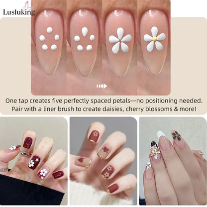 DIY Nail Art 5-Petal Dotting Tool Flower Creator 1.8mm Fine Tip Rhinestone Pickers Glitter Handle Manicure Nail Tools Brushes
