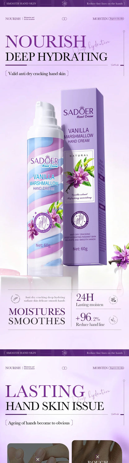 Fruit Marshmallow Hand Cream 60g – Tri-Color Nourishing Formula with Sweet Scent, Deeply Moisturizing Care for Dry Winter Hands