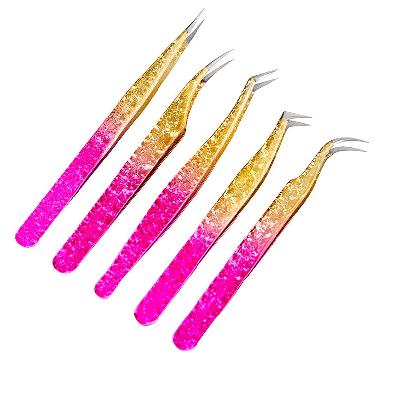 1 Pc Eyelash Tweezers Ice Flower Anti-static 3D Accurate Eyebrow Grafting False Lashes Extension Supplies Makeup Tweezer Tools