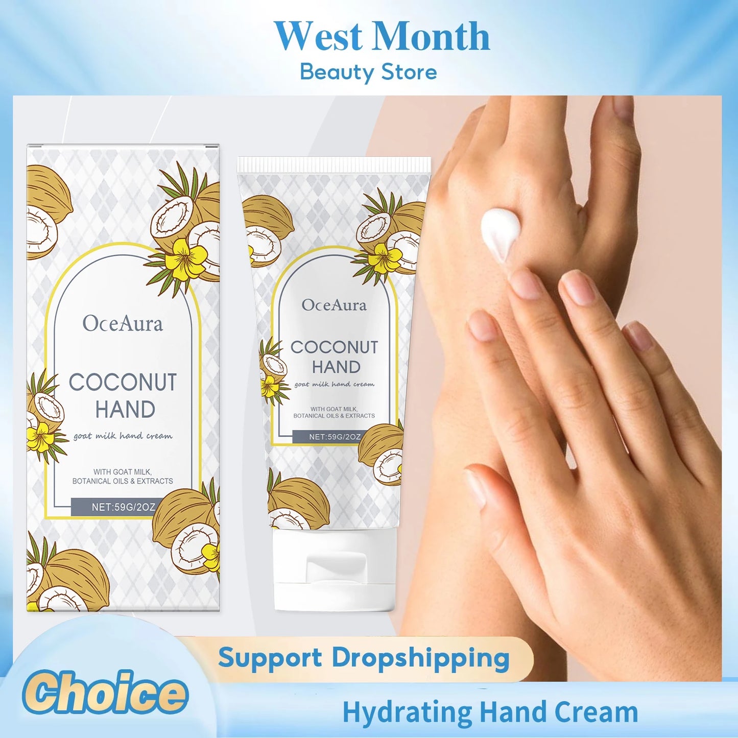 Coconut Hydrating Hand Cream Nourishing Rejuvenating Moisturizing Brightening Smoothing Soothing Anti Cracked Repair Hand Cream