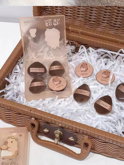 5-piece mini finger powder puff set, makeup setting powder puff, foundation powder puff with storage box beauty tool set