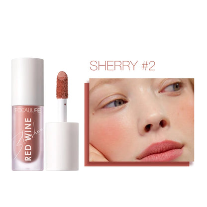 FOCALLURE Hangover Red Wine Blusher 4 Colour Natual Makeup Face Liquid Blush Long Lasting Cosmetics