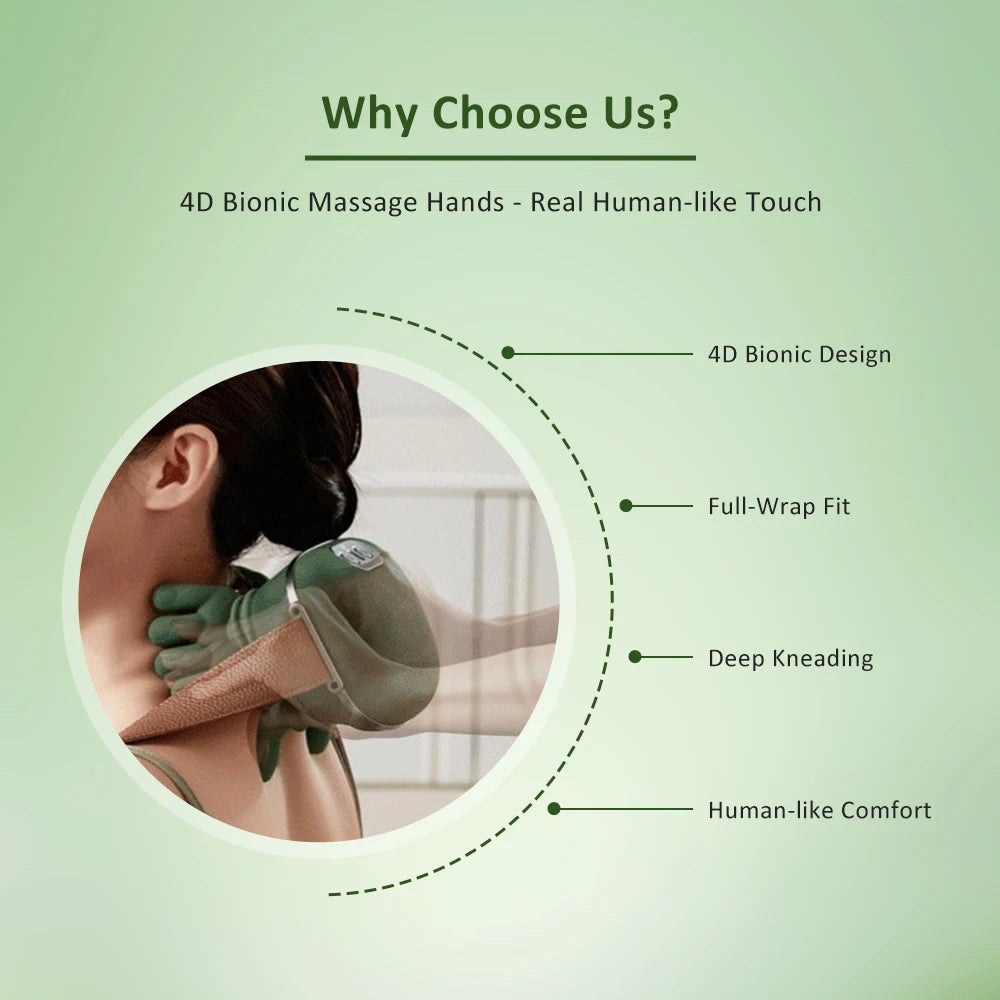 Neck Shoulder Massager Neck Back Massager with Heat & 4D Kneading Shiatsu Deep Tissue Massager for Shoulder Cervical Pain Relief