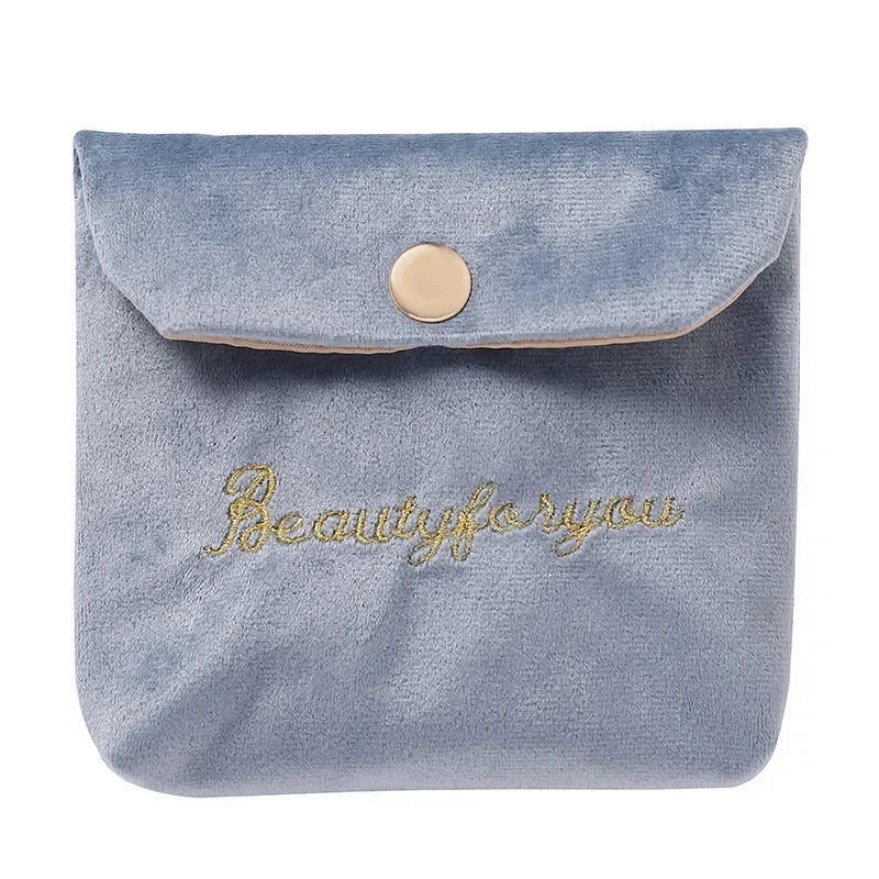 Embroidered Letter Tampon Storage Bag Sanitary Pad Pouch Girls Cosmetic Bags Makeup Lipstick Key Earphone Data Cables Organizer