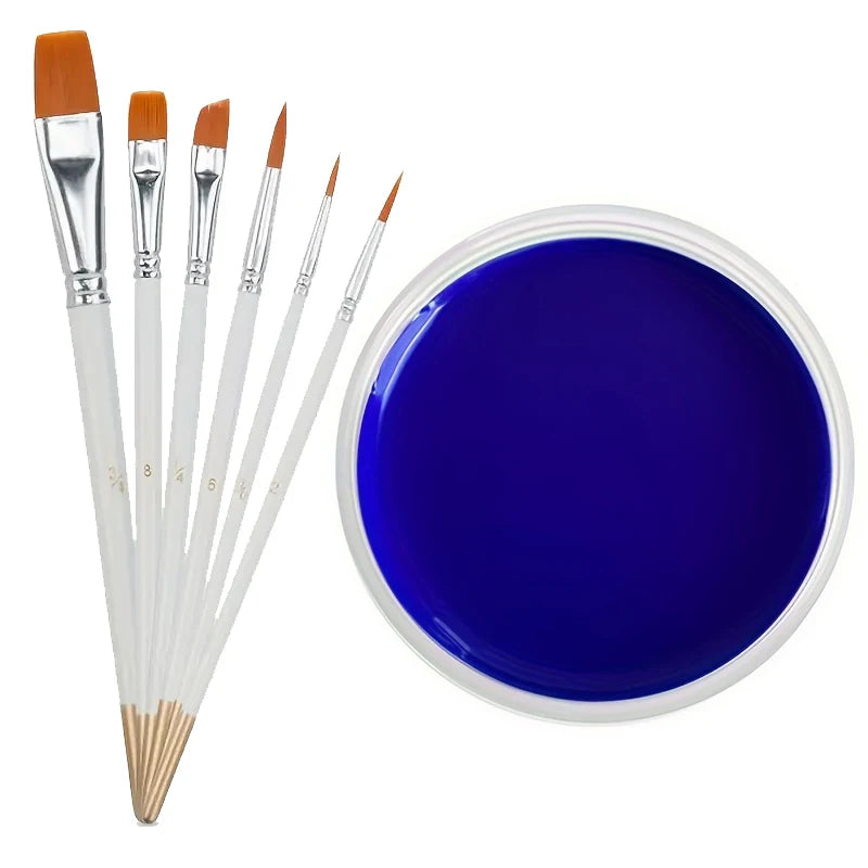 30g Professional Face Paint with 6 Brushes Body Paint Oil Face Painting Makeup Safe for Kids and Adults Split Color