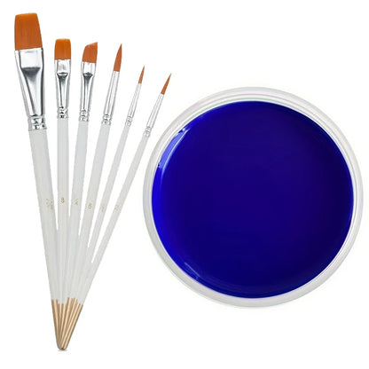 30g Professional Face Paint with 6 Brushes Body Paint Oil Face Painting Makeup Safe for Kids and Adults Split Color
