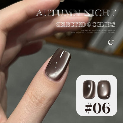 10ML 1-10PCS 2025 New Sunset Cat's Eye Nail Polish Series Amber Glass Beads Magnet Gel Nail Polish Nail Art Gold Brown Nails