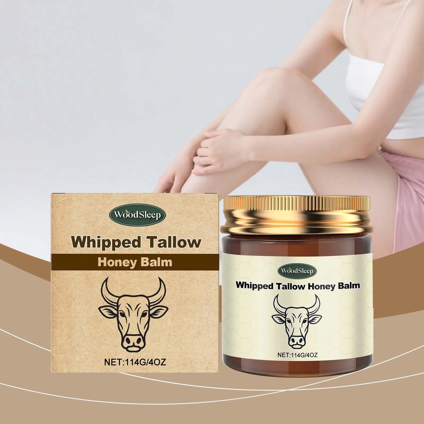Whipped Grass Fed Beef Tallow Honey Balm Deep Hydration Face Cream Smooth Lightweight Moisturizing Nourishing Firming Skin Care