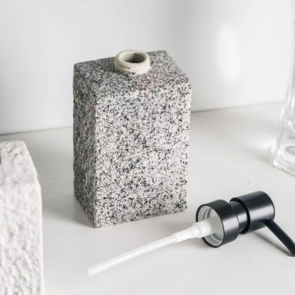 High End Stone Texture Ceramic Lotion Bottle for Home Hotel Multi Purpose Shampoo Hand Wash Bottle Durable Anti Slip Design