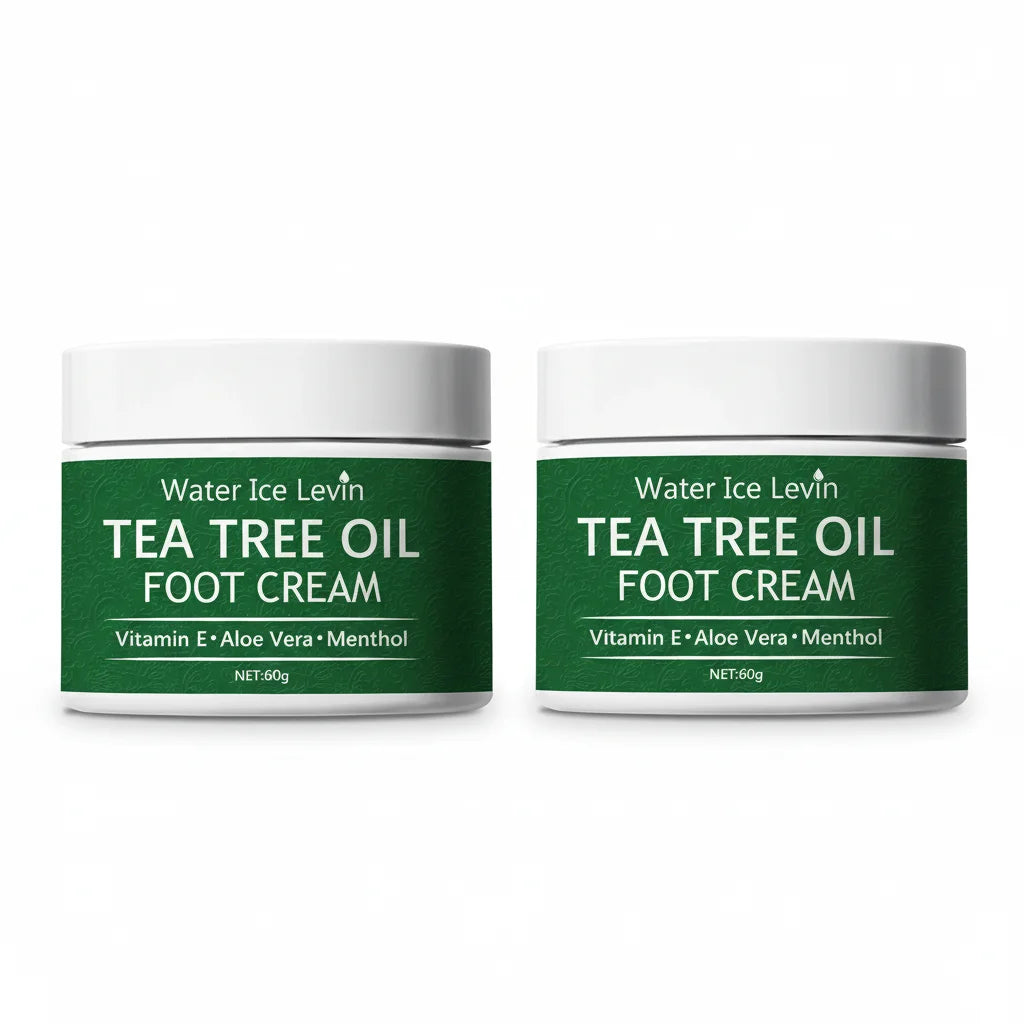 Water Ice Levin Tea Tree Oil Foot Cream – Vitamin E Aloe Vera Menthol Soothes Hydrates Feet Non-Greasy Fast Absorption 60g Net