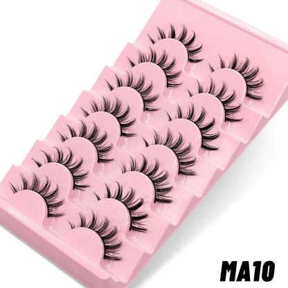 GROINNEYA Manga Lashes 5/7 pairs Eyelashes 3D Natural False Lashes Fluffy Soft Cross Wispy Natural Eyelash Extension Makeup