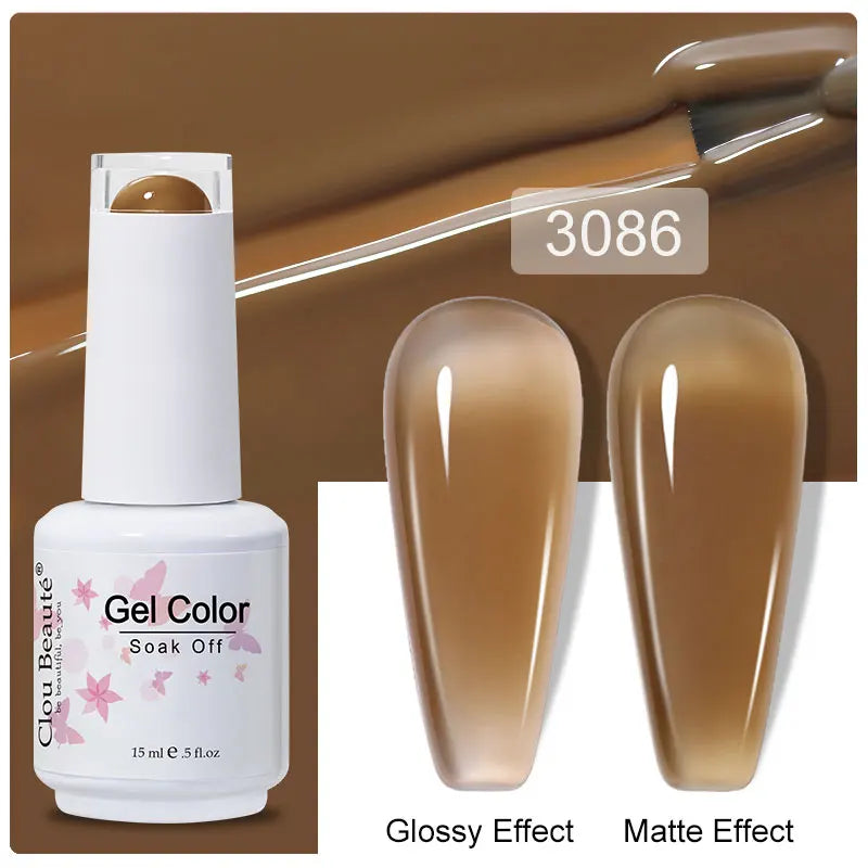 Clou Beaute 15ml Nail Gel Polish Warm Color Dark Red Brown Semi Permanent Nail Art Manicure Soak Off LED UV Varnishes Lacquer