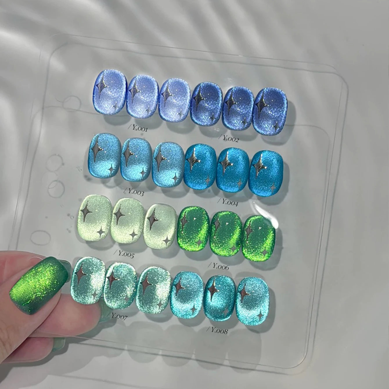 12ML 1-6PCS Summer And Autumn Island Glass Bead Magnet Cat Eye Gel Nail Polish Blue Nails Nail Art Nail Supplies
